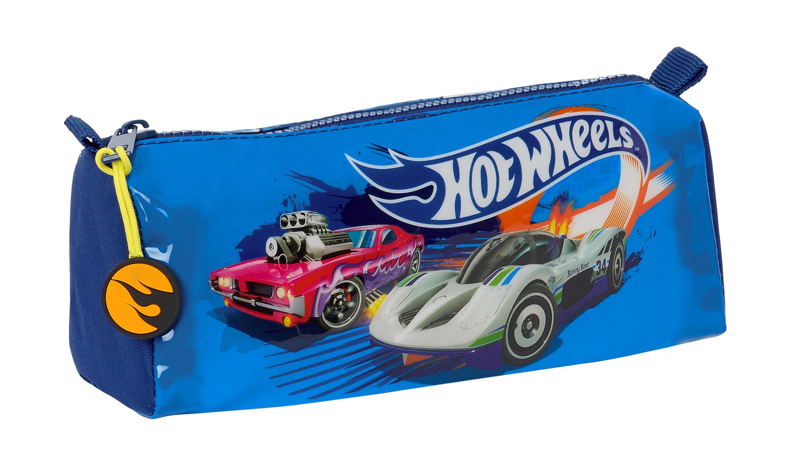 Hot Wheels Sonny - Portatodo con Cremallera y Compartimiento, Estuche Infantil, Estuche Niño, Ideal para Niños en Edad Escolar, Cómodo y Versátil, Calidad y Resistencia, 21x7x8 cm, Color Azul Marino