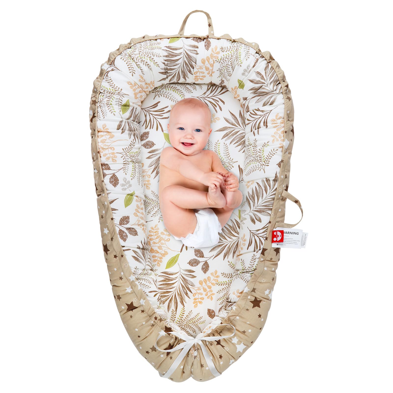 Baby Lounger for Newborn - Portable Infant Seat with Breathable Cover, Adjustable Cotton Bed for Floor Play & Travel | Newborn Essentials Gift 0-24M