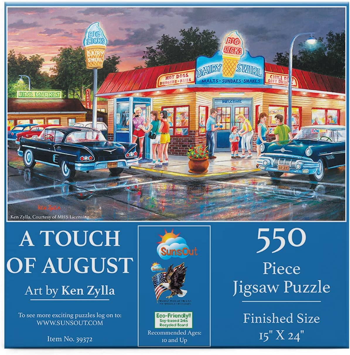 SUNSOUT INC - A Touch of August - 550 pc Jigsaw Puzzle by Artist: Ken Zylla - Finished Size 15" x 24" - MPN# 39372