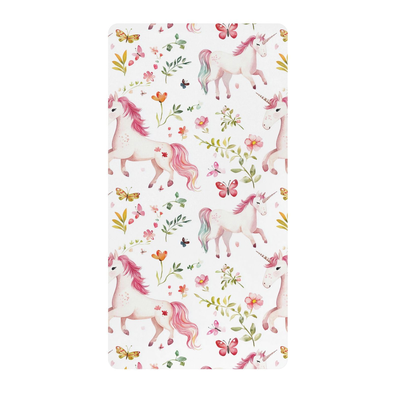 Lenzuola bianche per culla con unicorni dei cartoni animati per neonati e ragazze, in cotone morbido, elastico, in mussola, biancheria da letto per culla, per la decorazione della cameretta dei