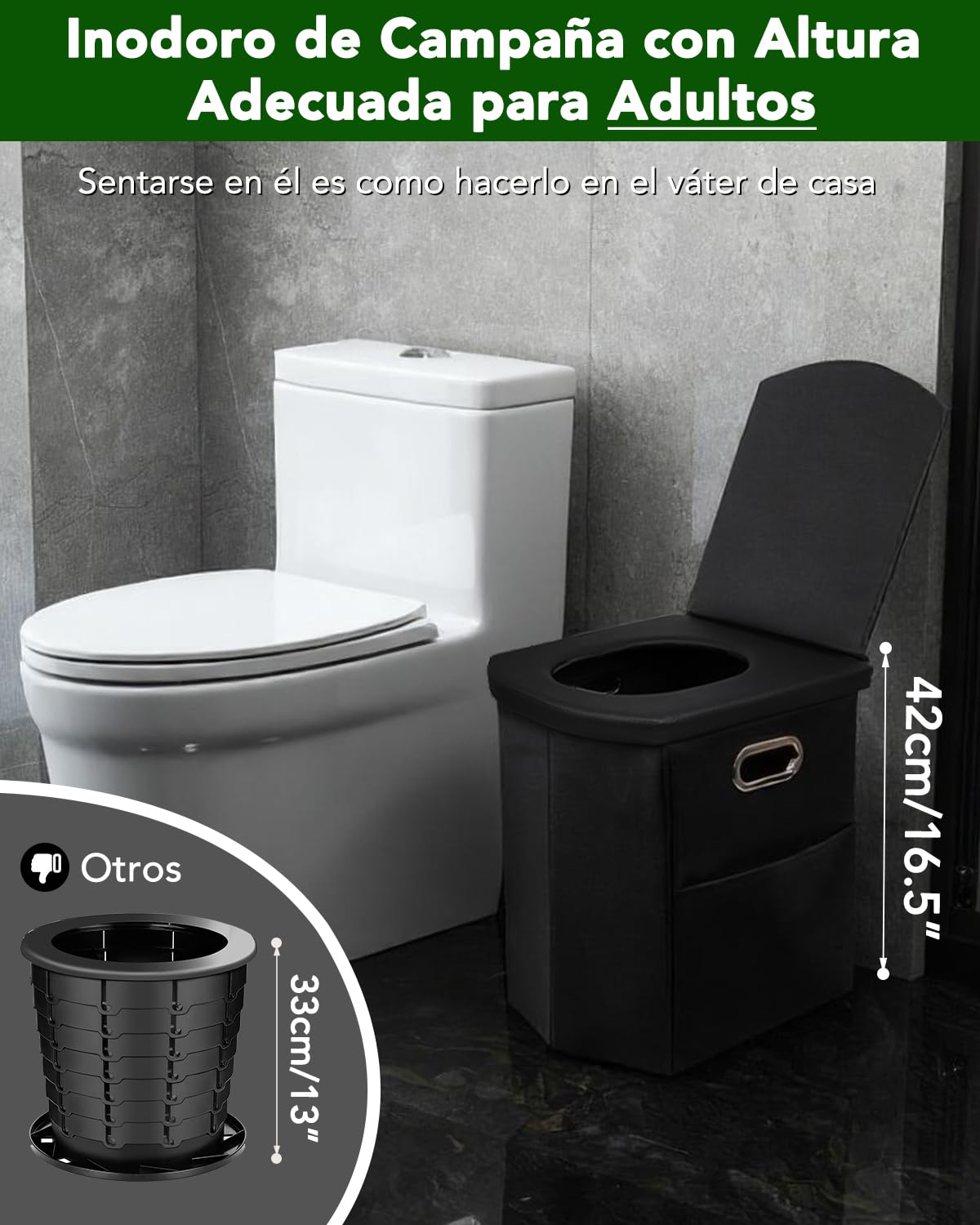 E EASTSTORM Inodoro Portátil, Camping portátil Plegable, WC Orinal Plegable de Viaje, Vater Portatil Adulto para Camping al Aire Libre