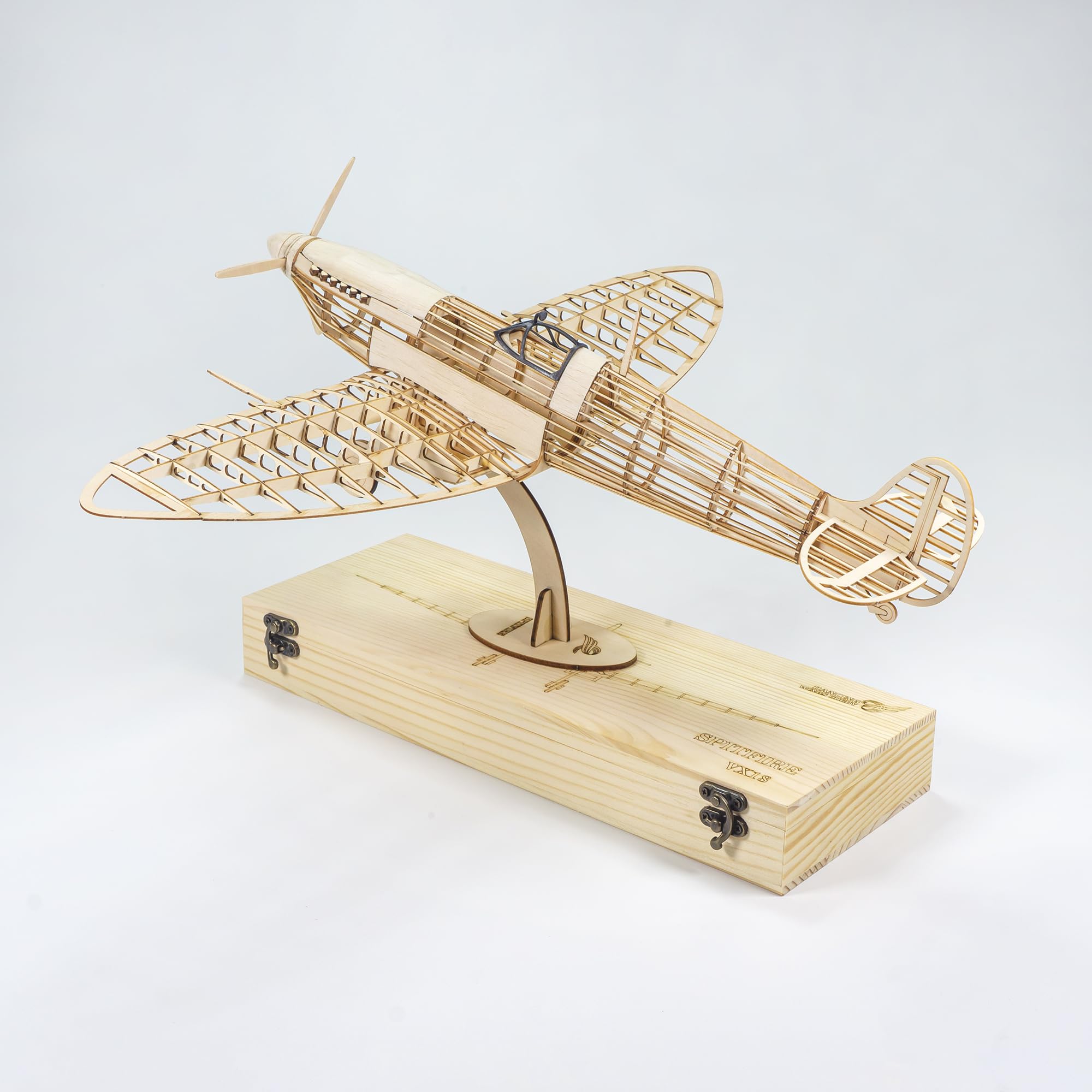 Drewniane puzzle 3D, DIY, samolot myśliwski Spitfire 1:25, laserowo wycięty model z drewna balsy, zestaw samolotów do budowania dla dorosłych, drewniane puzzle do dekoracji wnętrz, prezent urodzinowy