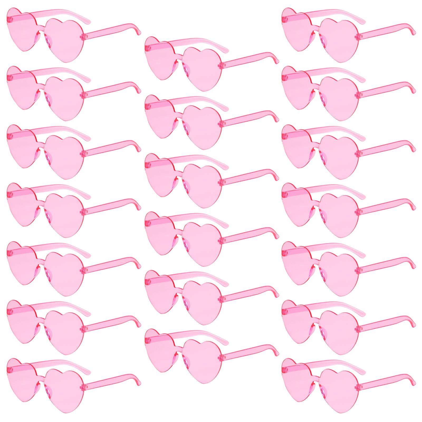 Pibupibu 20 Pack Kids Pink Heart Sunglasses Bulk Party Favors Rimless Colorful Heart Glasses for Girls Boys