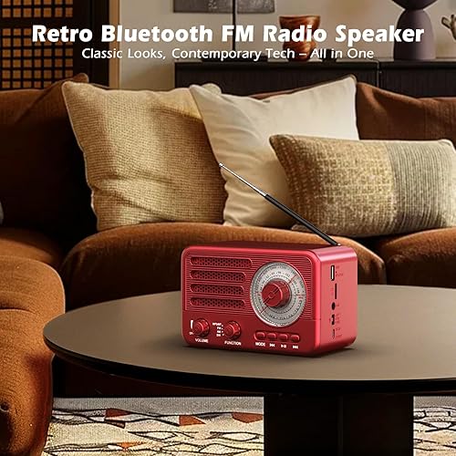 Miniatura 6 de Radio de transistor retro, alimentada por batería, AM FM SW, pequeña radio portátil recargable con batería de iones de litio de 1800 mAh, compatible