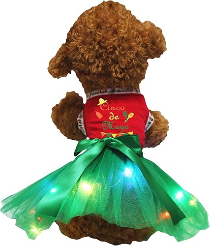 Miniatura 5 de Petitebella Cinco De Mayo Vestido de Perro Estilo Carnaval, S, Lentejuelas negrasverdes.