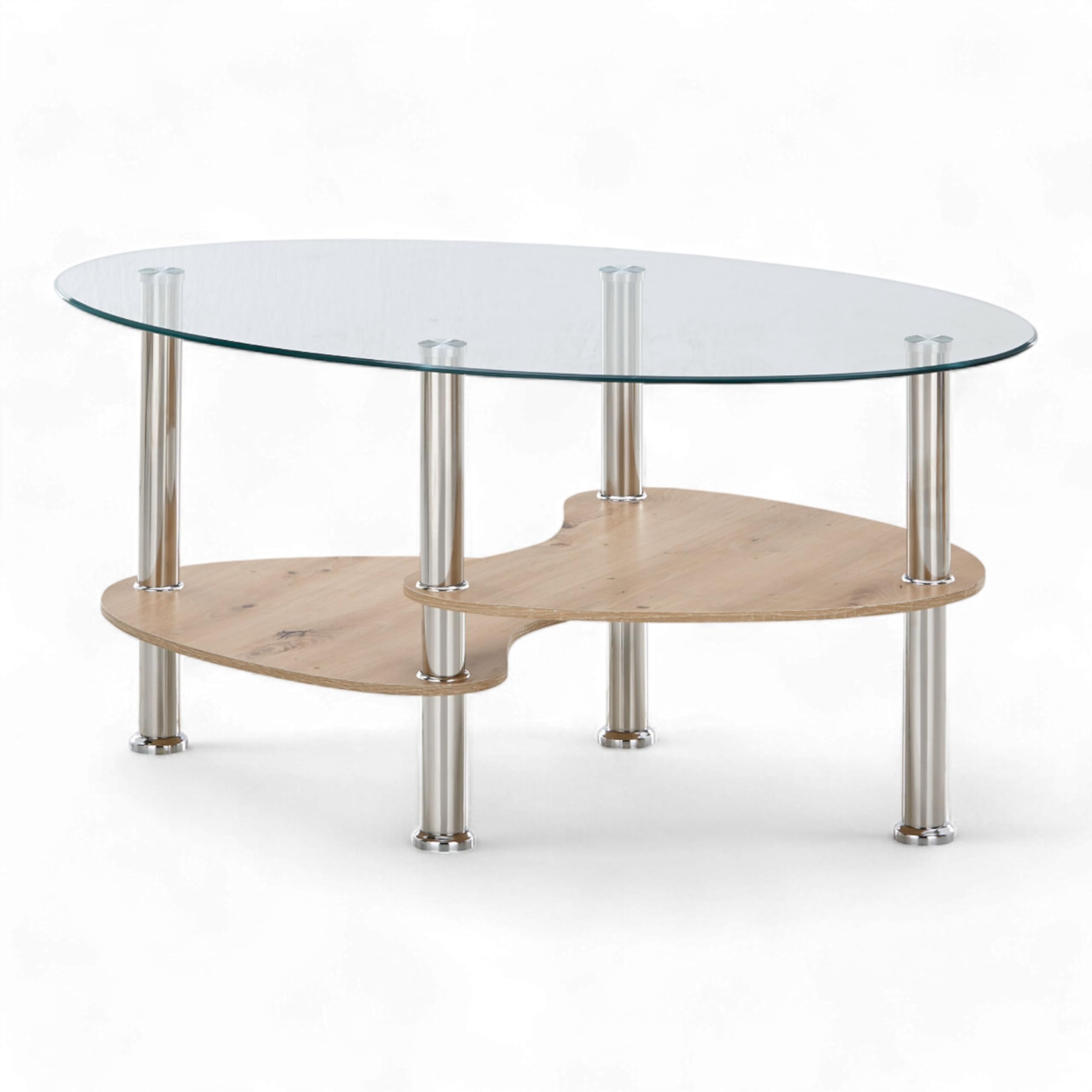 Panty Couchtisch Glas oval, Artisan Eiche/Sonoma Eiche, 90 x 42 x 55 cm