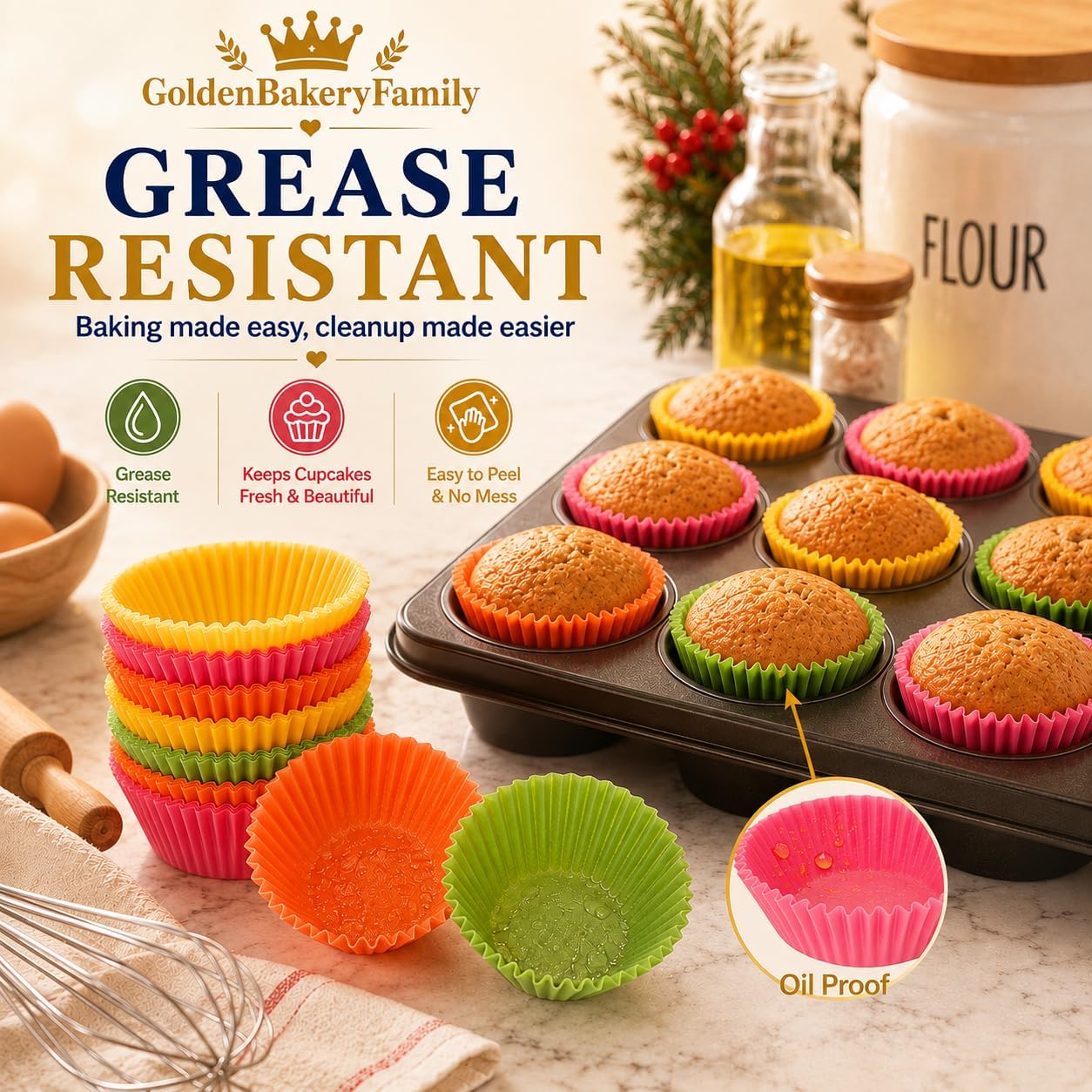 Jumbo Cupcake Liners,300 pcs Rainbow Muffin Liners Baking Cups for Baking