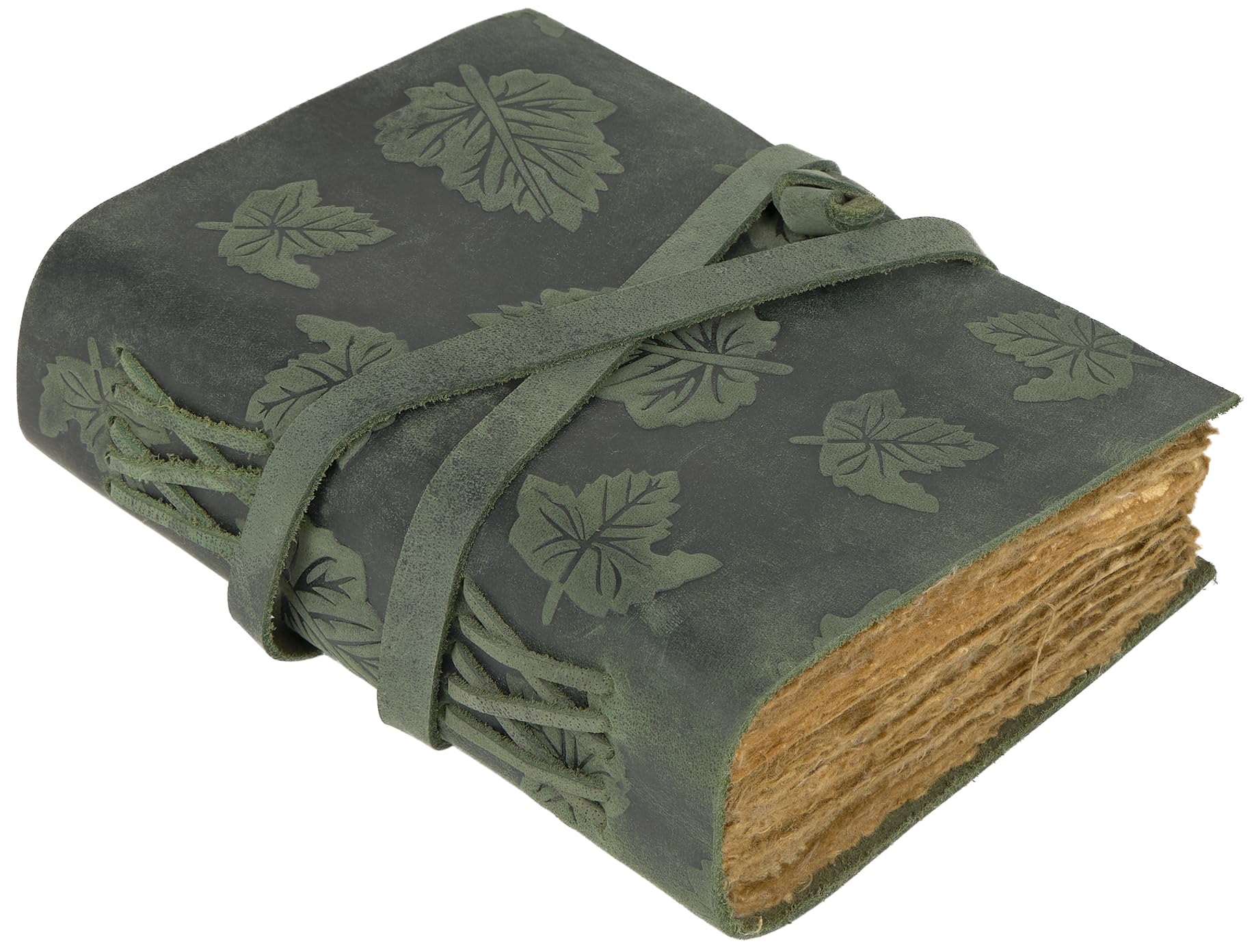 Taccuino pelle vintage verde con carta di cotone 21x16 cm ideale come diario da viaggio o agenda in pelle artigianale