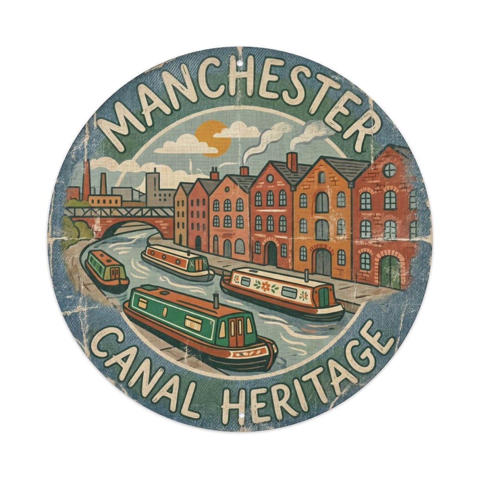 Canal Tranquil Kitchen Waterway Metal Tin Sign Plaque Wall Decor for Cafe, Club Bar, Office, Home Garden Round Metal Poster 8x8Inch