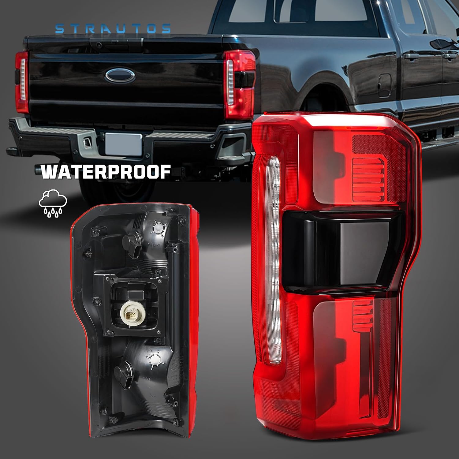 Tail Lights Compatible with Ford F250 F350 Super Duty 2023 2024 2025 Rear Light Accessories with Blind Spot Module Not Included Replace PC3Z13404B FO2801294 (w/Blind Spot, Right Passenger Side)