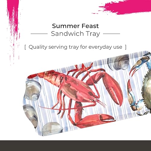 Miniatura 2 de Summer Feast - Bandeja rectangular de melamina para bocadillos con diseño de jardín vibrante, plato de comida apto para lavavajillas para almuerzo,