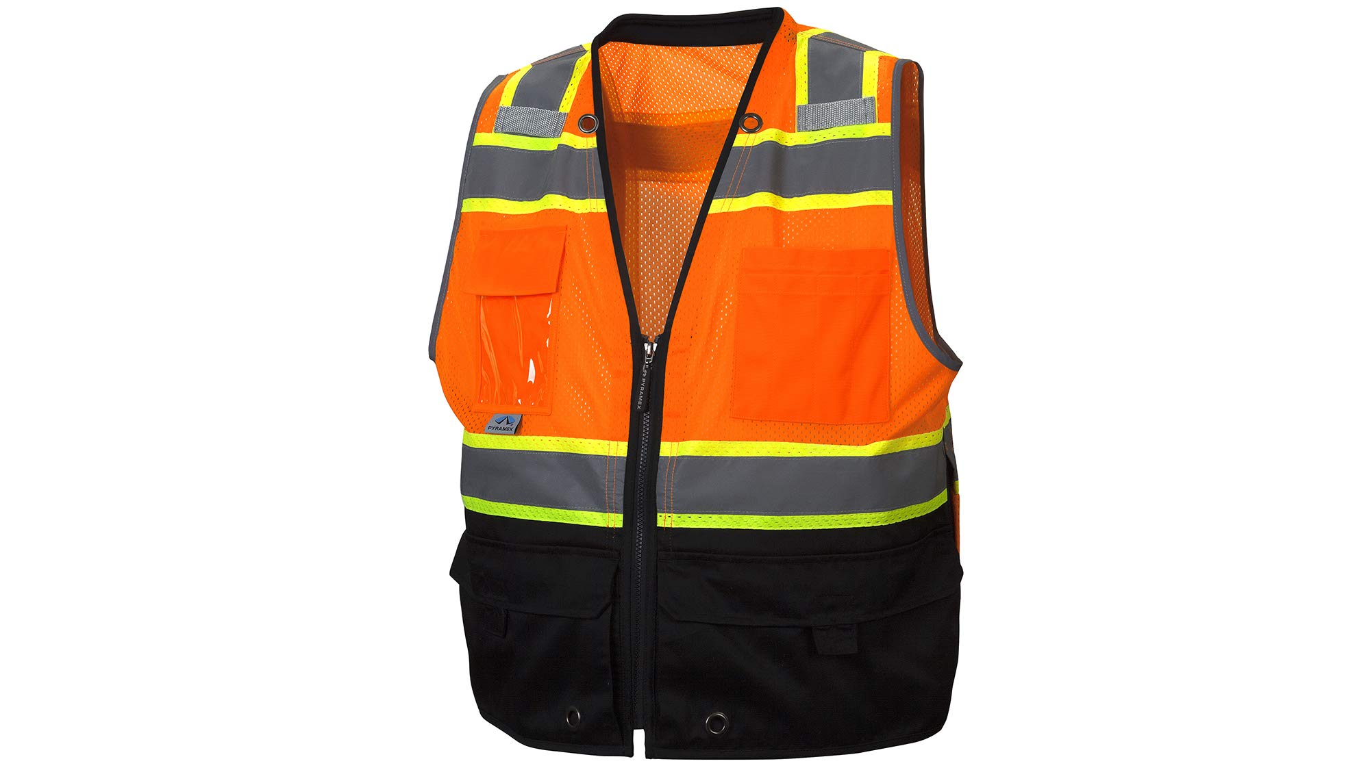 Pyramex RVZ4420BM RVZ44 Series Vest Hi-Vis Orange - Black Bottom- Size Medium