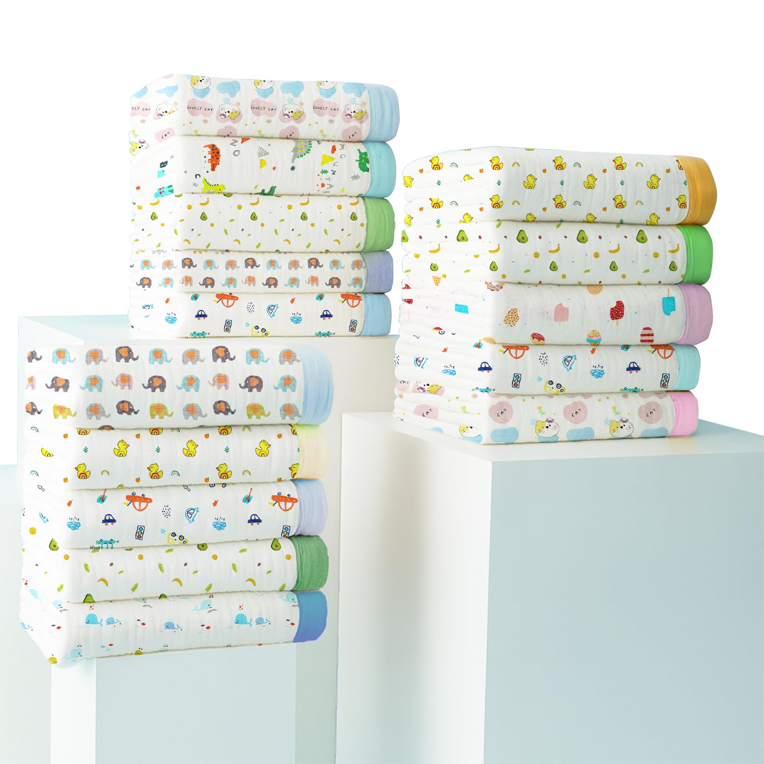 MOM'S HOME Organic Cotton 6 Layer Muslin Blanket | Super Soft Cotton Kids Blanket | 100X100 CM | 0-3 Years | Pack of 1 | Mix Design