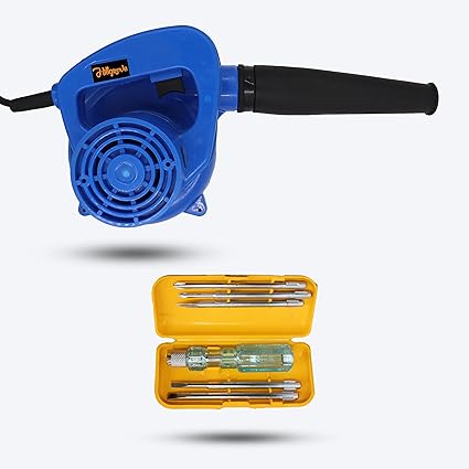 Hillgrove HGCM001 750W-17000RPM Electric Air Blower and Suction Dust Cleaner with Screwdriver Setfor AC/Computer/Home with Air Blower Machine Gun Dust Cleaning Forward Curved Air Blower