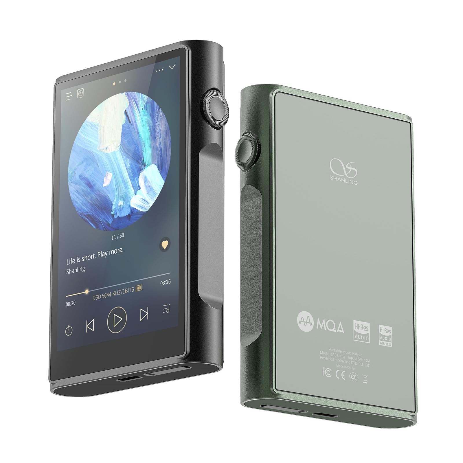 SHANLING M3 Ultra MP3/MP4 Player, tragbarer Hi-resBluetooth-Audioplayer, 4,2in LCD Touchscreen|MQA 16X|3500 mAh|3+32GB Up to 2TB skalierbar|Android 10|2X ES9219C DAC/AMP|3,5mm/4,4 mm (Black)