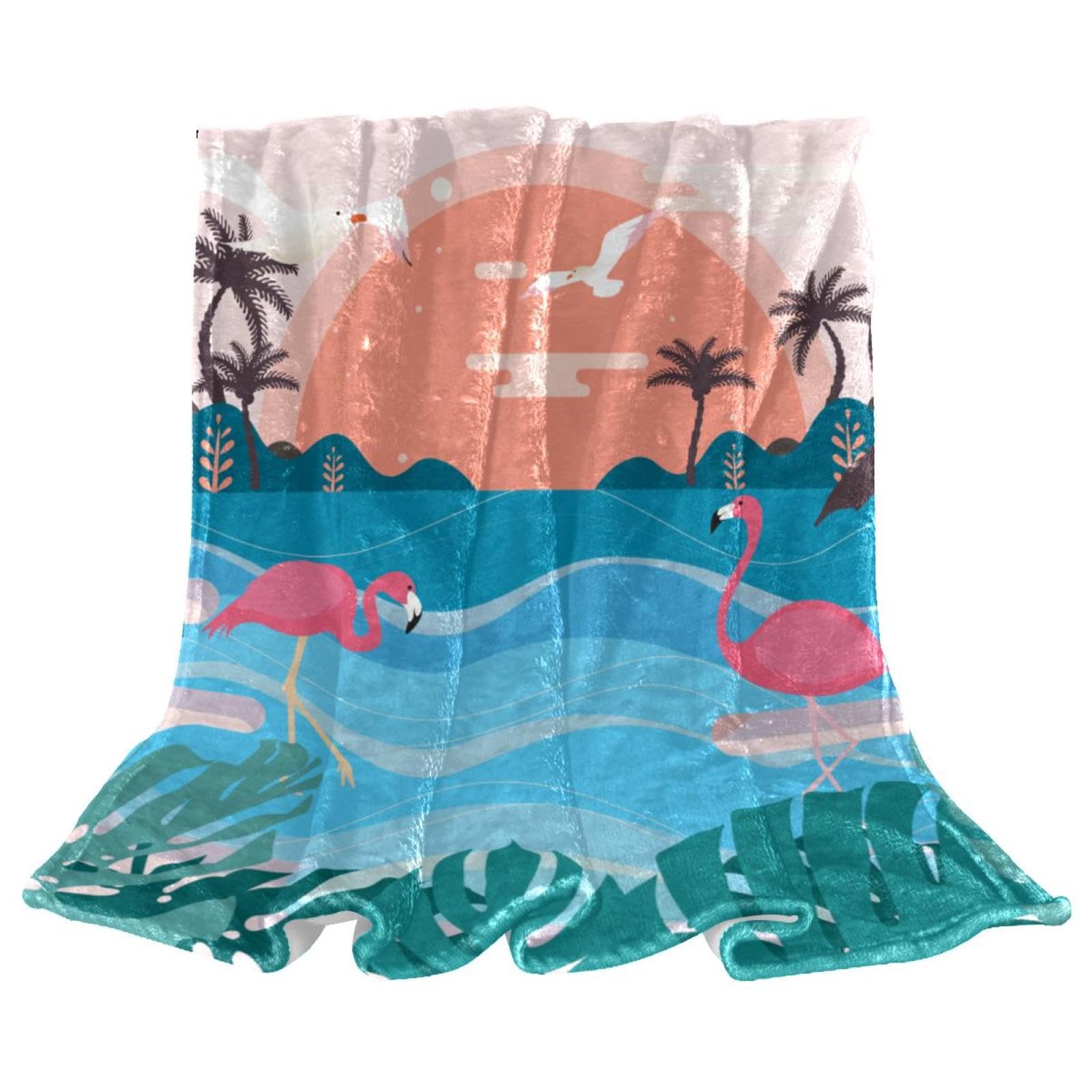 Couverture polaire chaude flamant rose plaid microfibre 150x130cm jeté canapé
