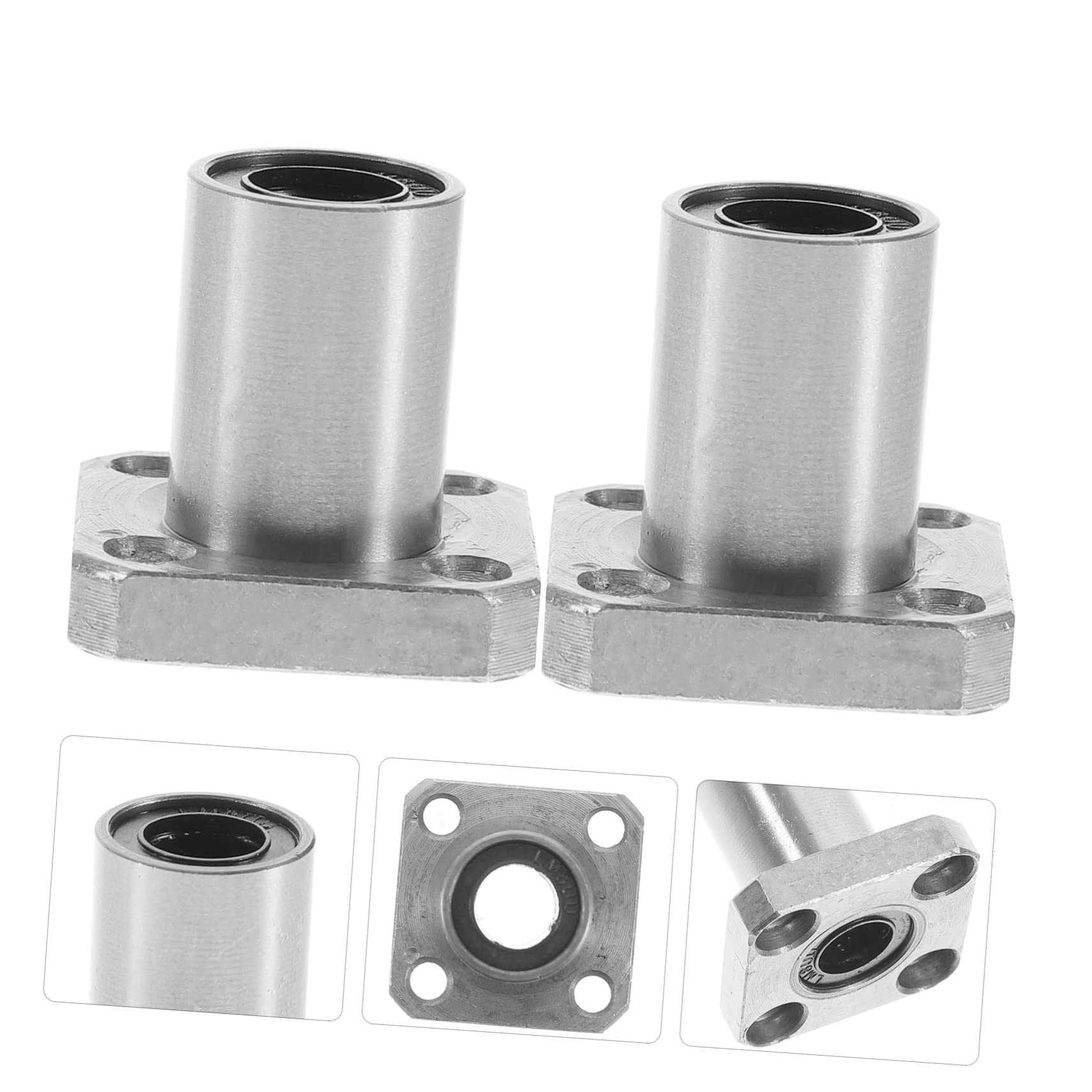 NAMOARLY 2pcs Linear Guide Axis Practical Ball Bearing Flanged Sleeve Bearings Square Flange Linear Bearings Flange Bearing Square Linear Bearings Extra Linear Bearings Ball Bearings Silver