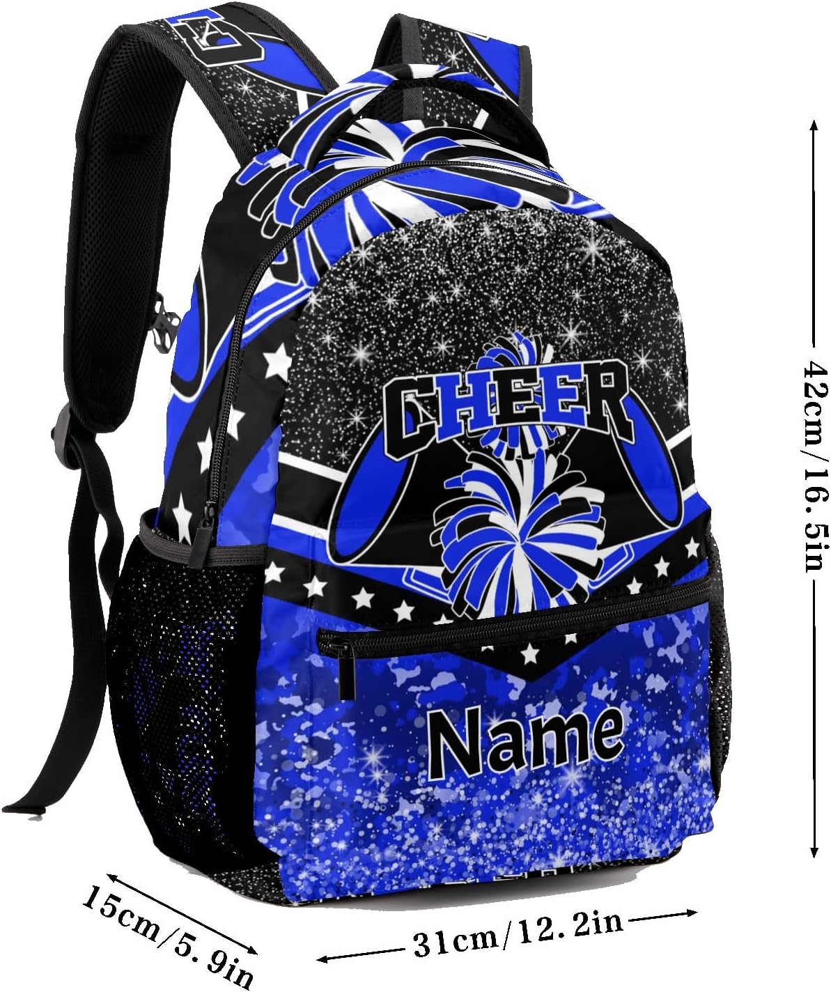 Personalized Sport Bag Cheer Blue Cheerleader Laptop Backpack Casual School Backpack for Women Men Gift
