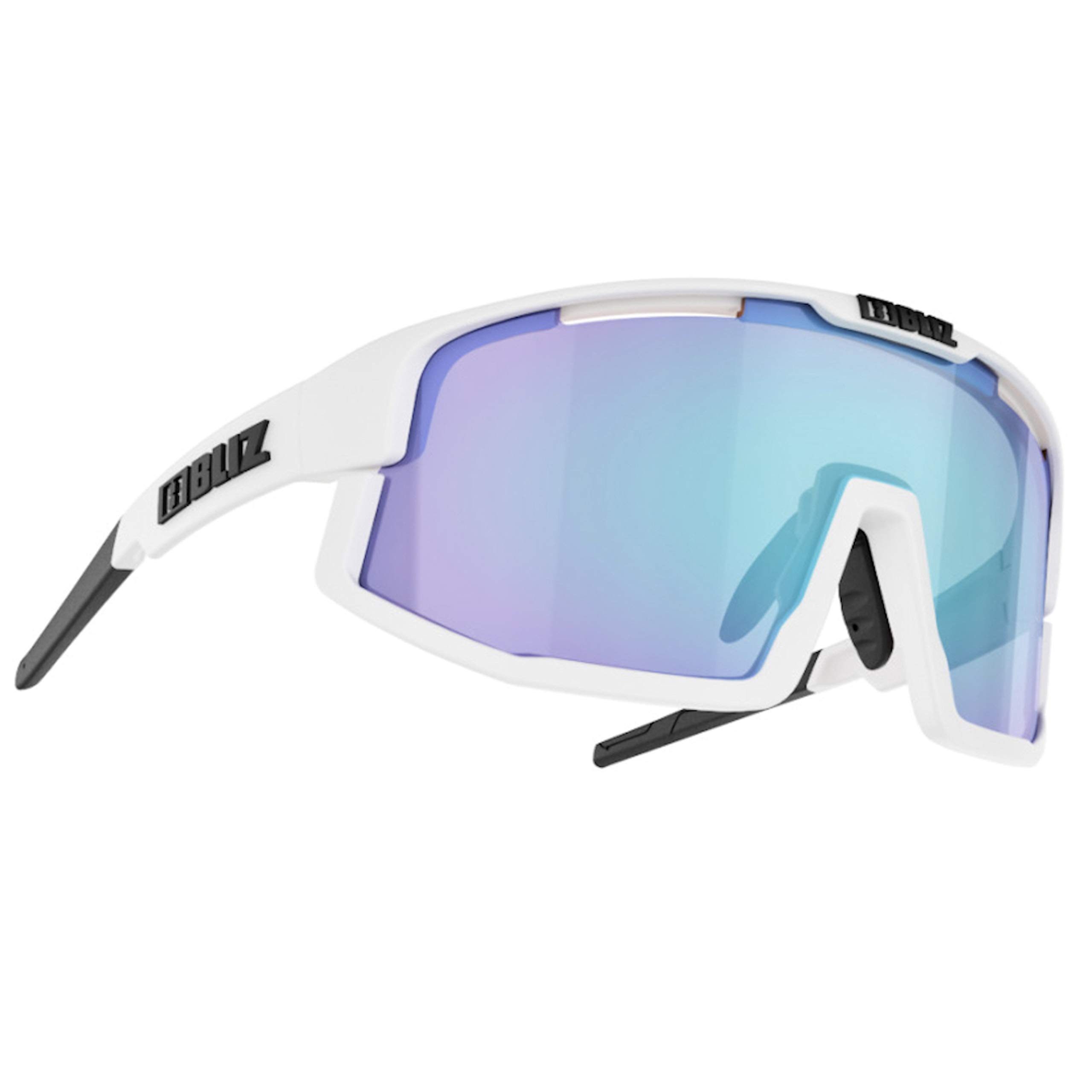 Bliz Active Sunglass Vision Matte White Frame Smoke Blue Lens 52001-03