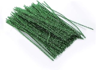 100 unidades de limpiadores de tubos de chenilla para bricolaje, suministros de arte, manualidades, proyectos de 6 mm x 30 cm, limpieza de tuberías de Navidad, decoración de color verde brillante