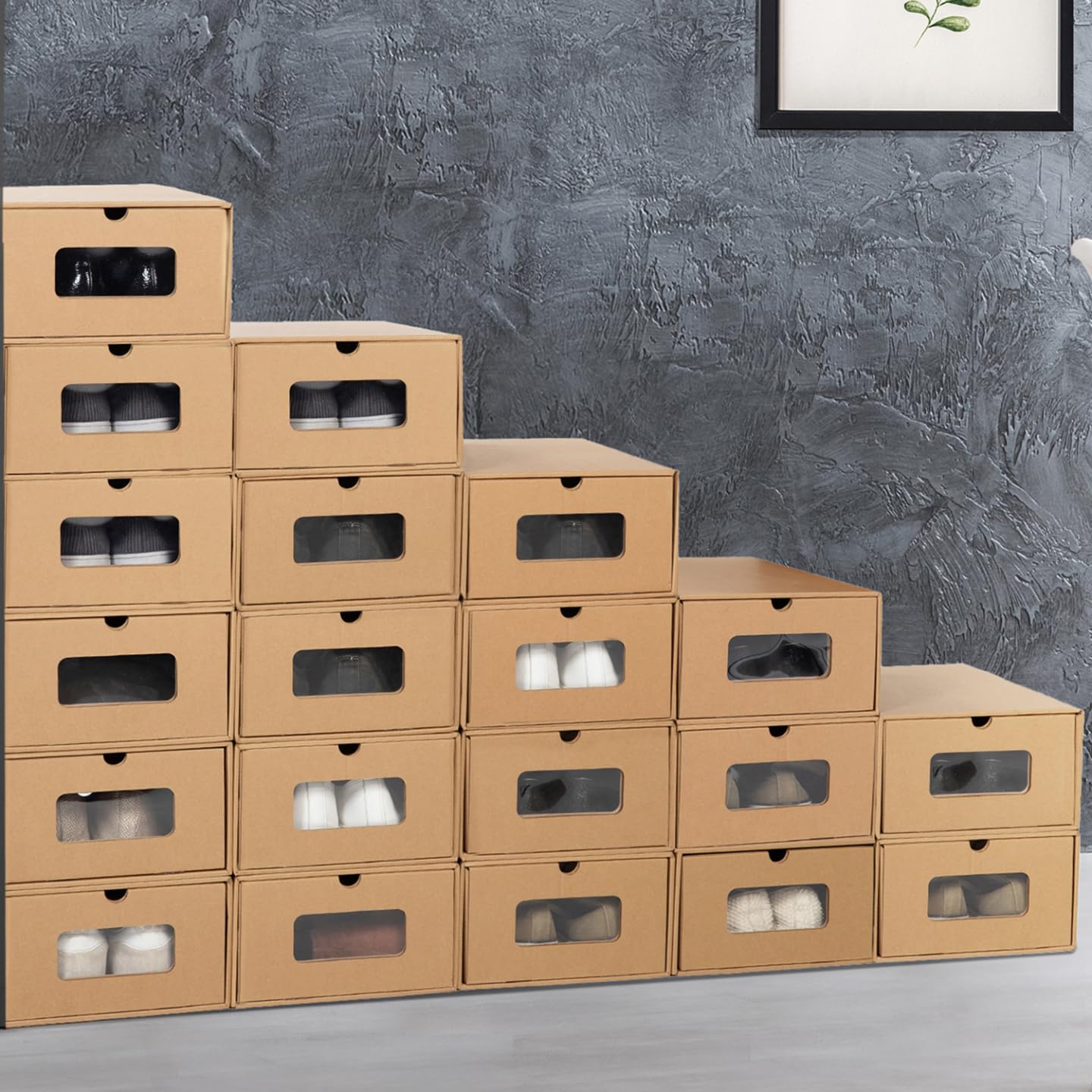 IDMarket - Lot de 20 cartons boites de rangement à chaussures avec tiroir