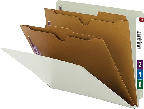 Smead Carpeta de archivos de clasificación de pestañas finales 100 reciclada con cierres SafeSHIELD 2 separadores de estilo bolsillo expansión de 2