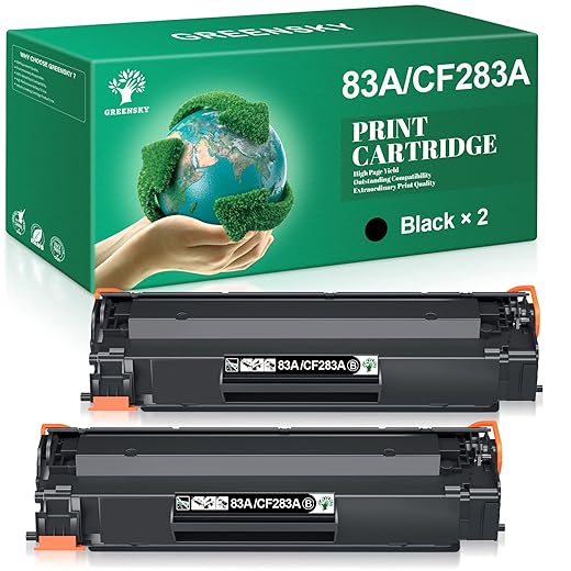 GREENSKY Compatible Toner Cartridge Replacement for HP 83A CF283A 283A 83X 283X CF283X for Laserjet Pro MFP M127fw M225dw M201dw M127fn M125nw M225dn M125a M201n 225dw 127fn Printer(Black, 2-Pack)
