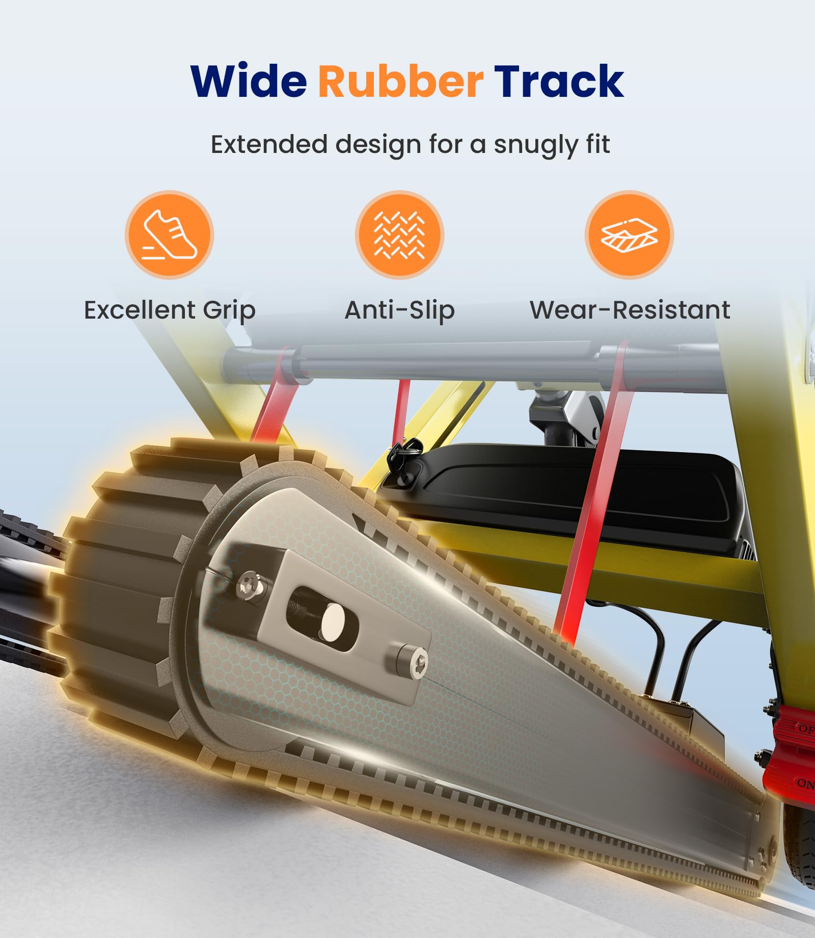 VOCIC Elektrischer Treppensteiger Rollstuhl Faltbar bis 220KG mit Lange Gummikette AY04, 3 in 1 Elektrische Treppenhilfe Rollstühle, Treppenlift mit LED Licht für Behinderte Senioren, Gelb