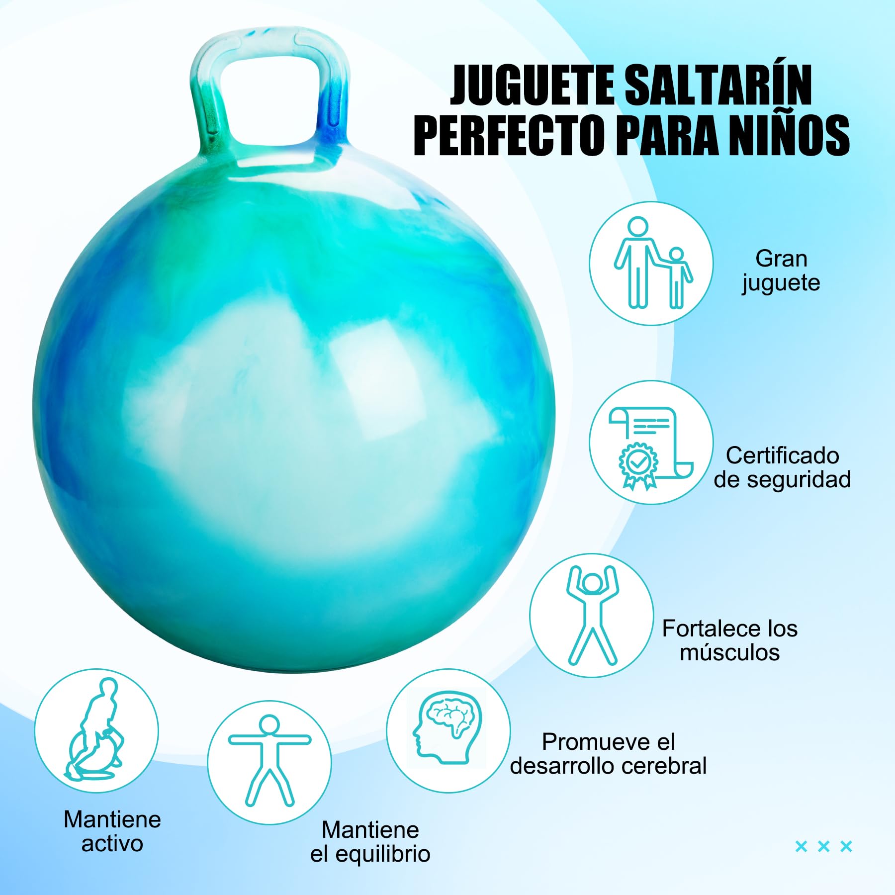 U&C Planet Balones Saltadores 45 cm Pelota de Salto para Niños 3-6 Pelota de Saltar Hinchable con Bomba Apto para Uso en Interiores y Exteriores Regalo Ideal - 3