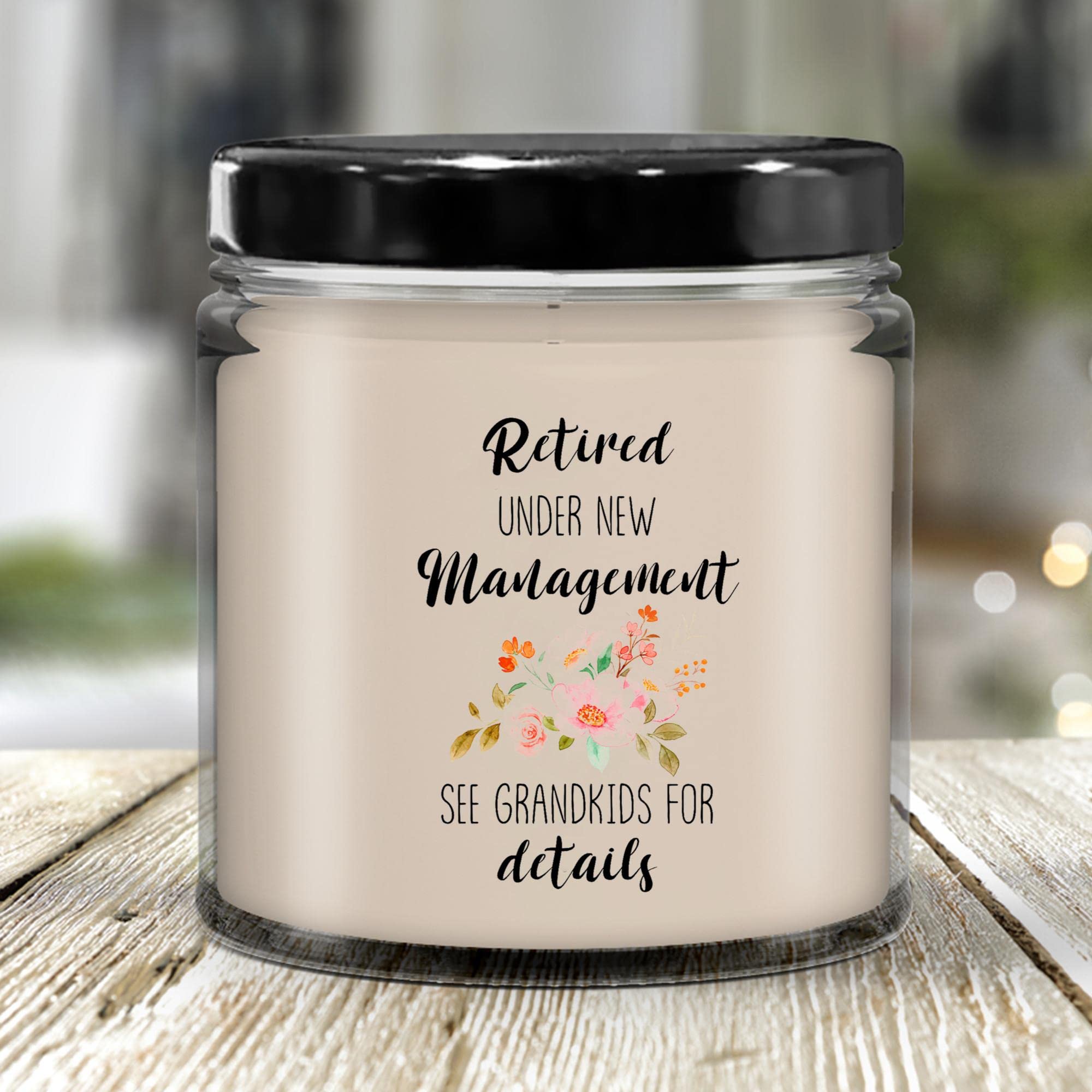LaPomme Retired Under New Management Candle Retirement Gifts for Women Retirement Candle Retirement Party Gift Retired Candle 9oz