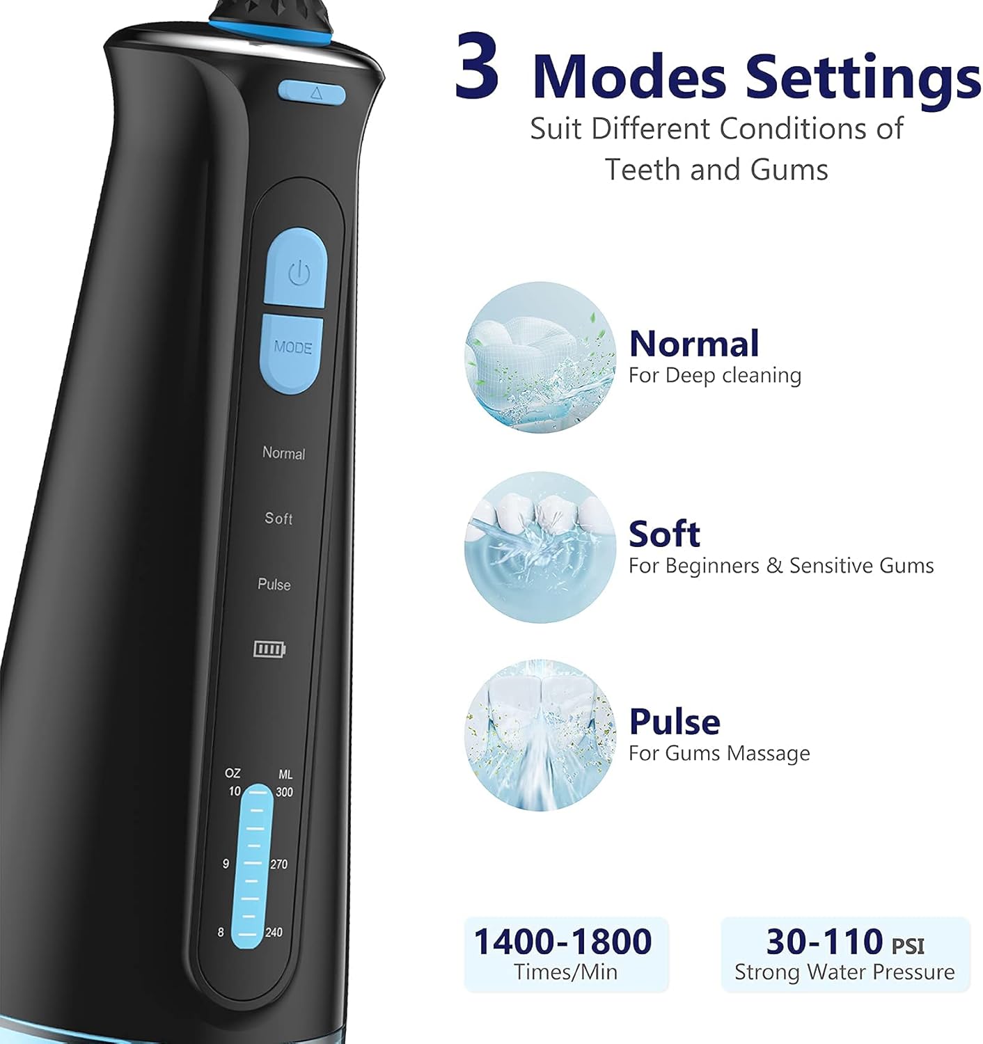 Water Flossers for Teeth, Cordless Professional Dental Oral Irrigator with 3 Modes, 6 Jet Tips, Rechargeable IPX7 Waterproof - Portable Dental Water Pick Teeth Cleaner for Travel & Home : Beauty & Personal Care
