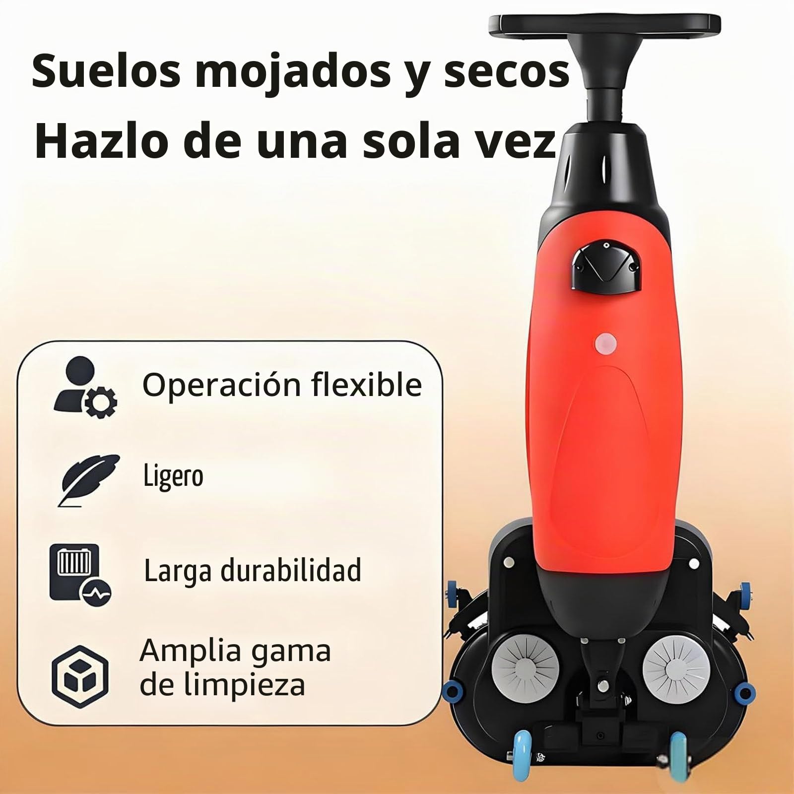 Máquina Limpiadora y Pulidora Eléctrica Profesional - Fregadora de Suelos 3 en 1 con Doble Cepillo Rotativo 360°,Inalámbrica, Ancho 43 cm (16.9"),para Hoteles,Supermercados y Suelos de Terrazo