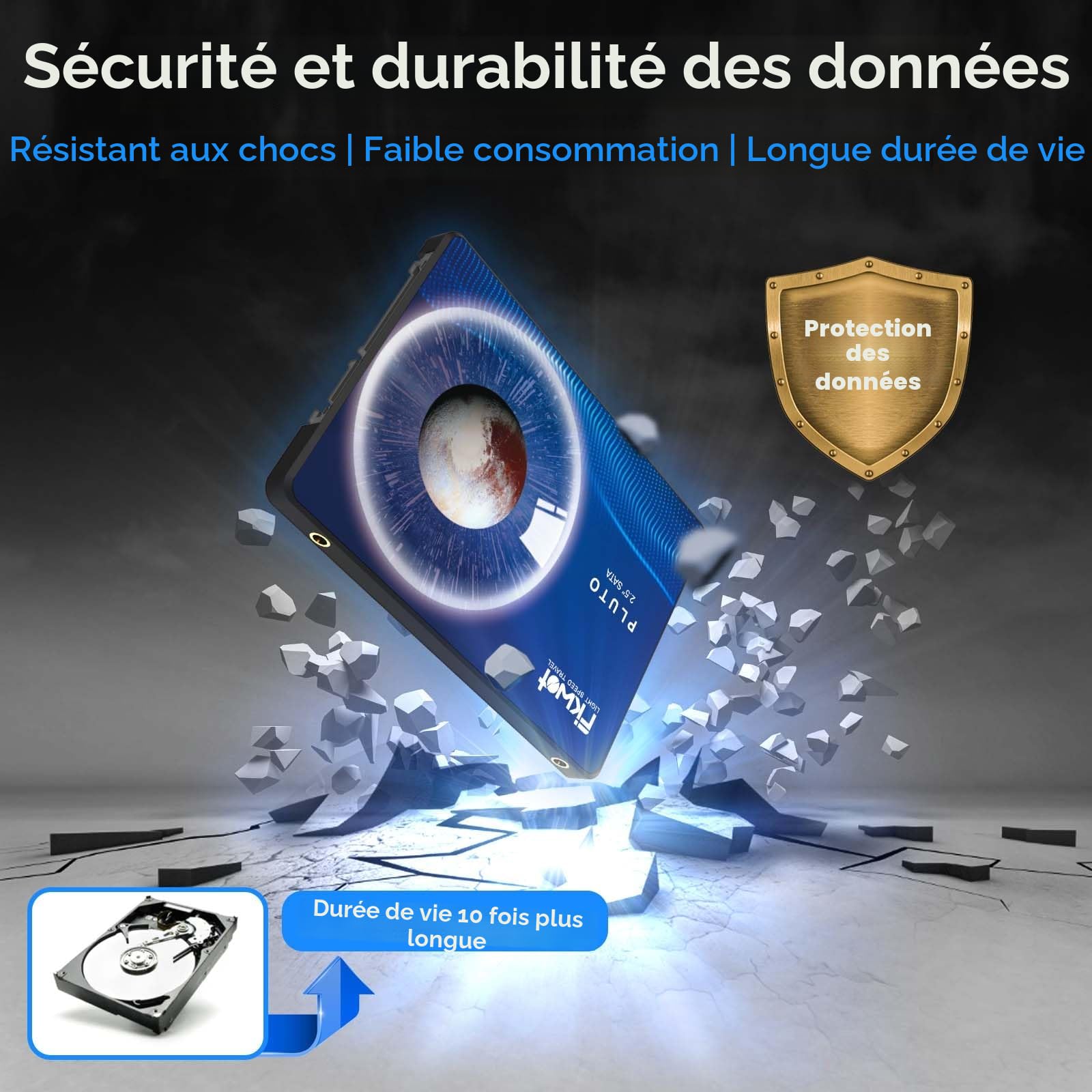 Fikwot FX815 256Go SATA SSD 2,5" SATA III 3D NAND Flash Jusqu'à 550MB/s