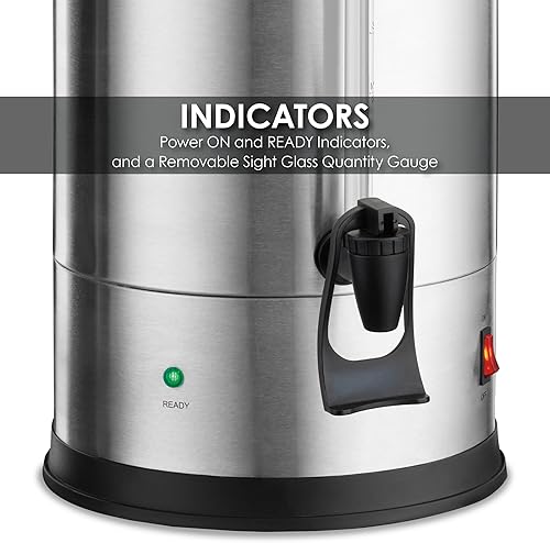 Vista 12 de Waring Urna comercial WCU30 de café, capacidad para 30 tazas, acero inoxidable, 1500 W, 120 V, enchufe de 5 a 15 fases, color plateado