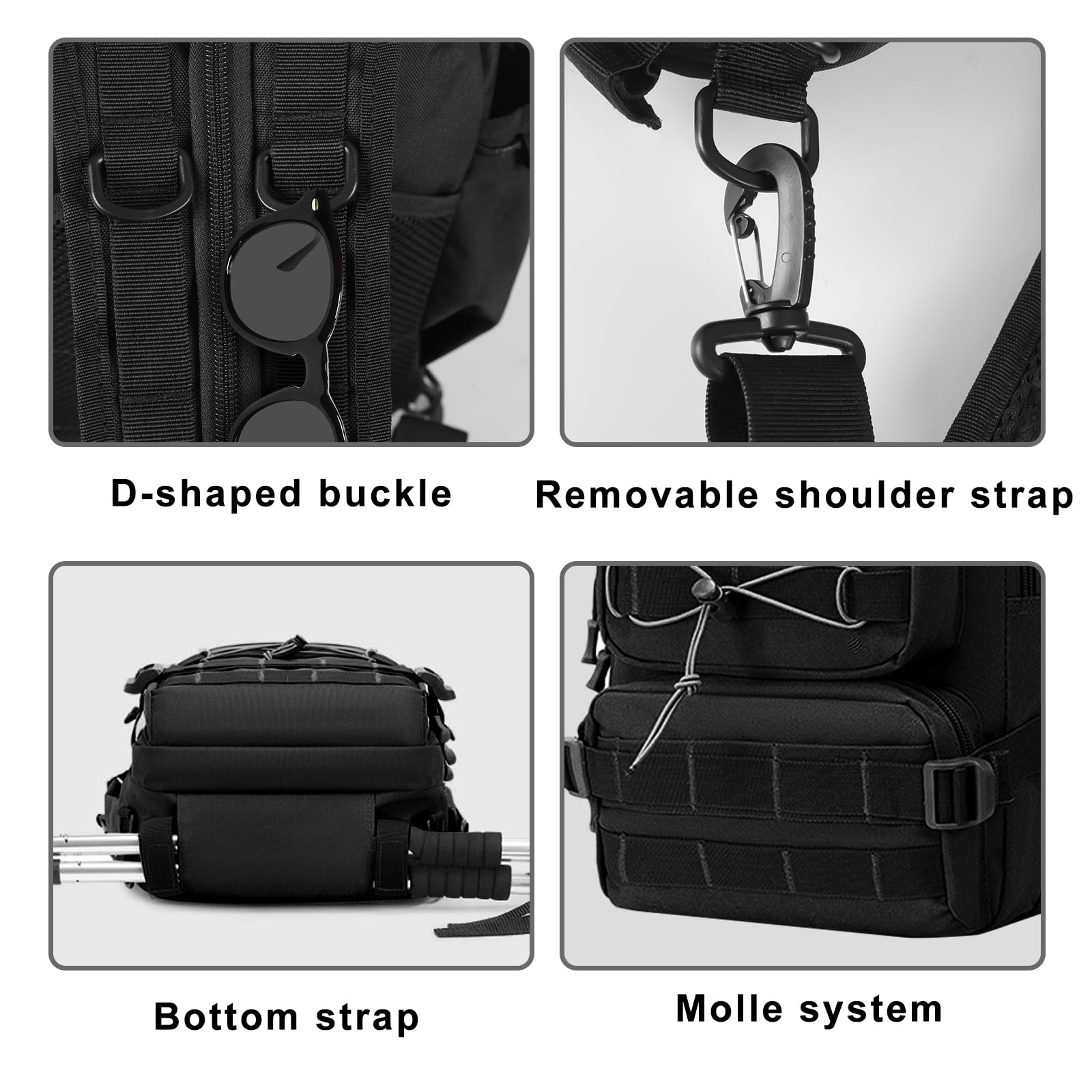 Angelrucksack, 22L Taktischer Rucksack, Angeltaschen mit Rutenhalter, Molle Militär Rucksack, Trekkingrucksacke Rucksäck, Angelgeräte Aufbewahrungstaschen, für Jagd, Camping, Outdoor
