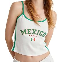 Summer Spaghetti Strap Sleeveless Crop Top Mexico Y2k Jersey Shirt Tank Tops Women Streetwear Graphic Baby Tee