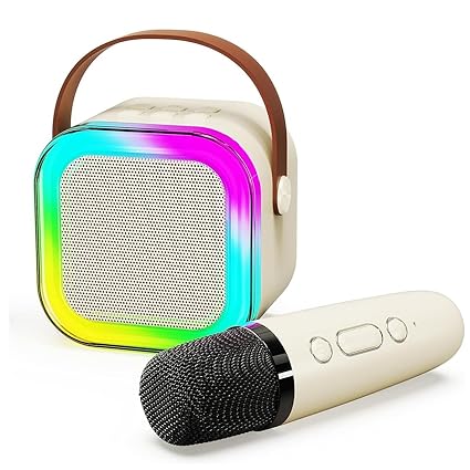 Amitasha Bluetooth Speaker with Karaoke Mic System for Home Singing Magic Ai Voice Changer Portable Mini Wireless Speaker with Mike for House Parties Birthday Gifts Events
