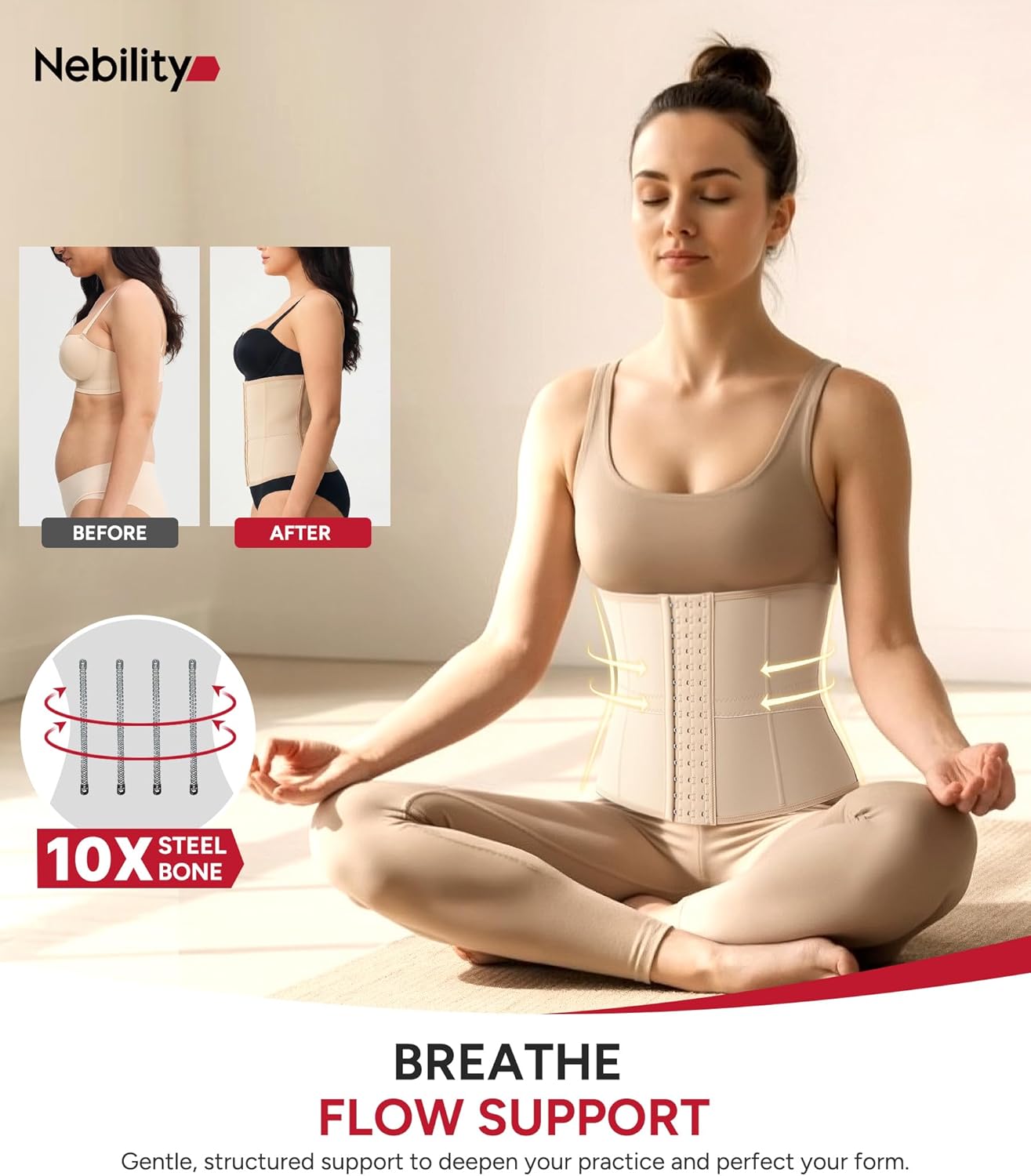 Nebility Waist Trainer for Women Corset Shapewear Tummy Control Body Shaper Girdle Waist Cincher Postpartum Belly Band - Image 5
