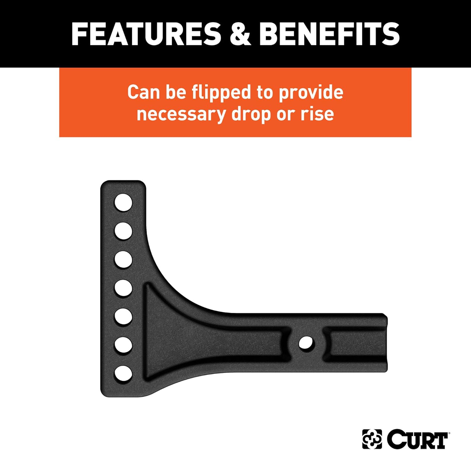 CURT 17131 Replacement Weight Distribution Hitch Shank, 2-1/2-Inch Receiver, 2-Inch Drop, 6-Inch Rise
