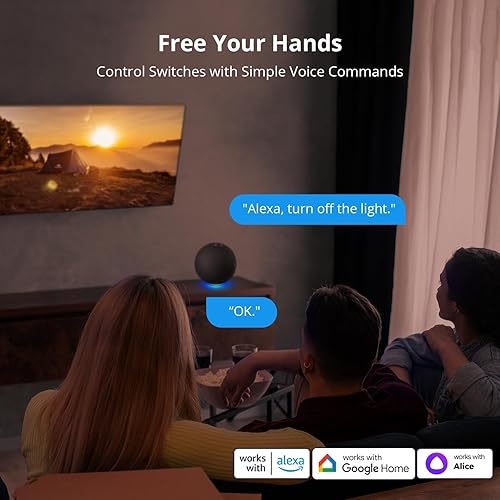 Miniatura 4 de SONOFF Interruptor de luz inteligente, WiFi de 2.4 GHz, interruptor inteligente de cable neutro, control de voz con Alexa y Google Home, M5 2C