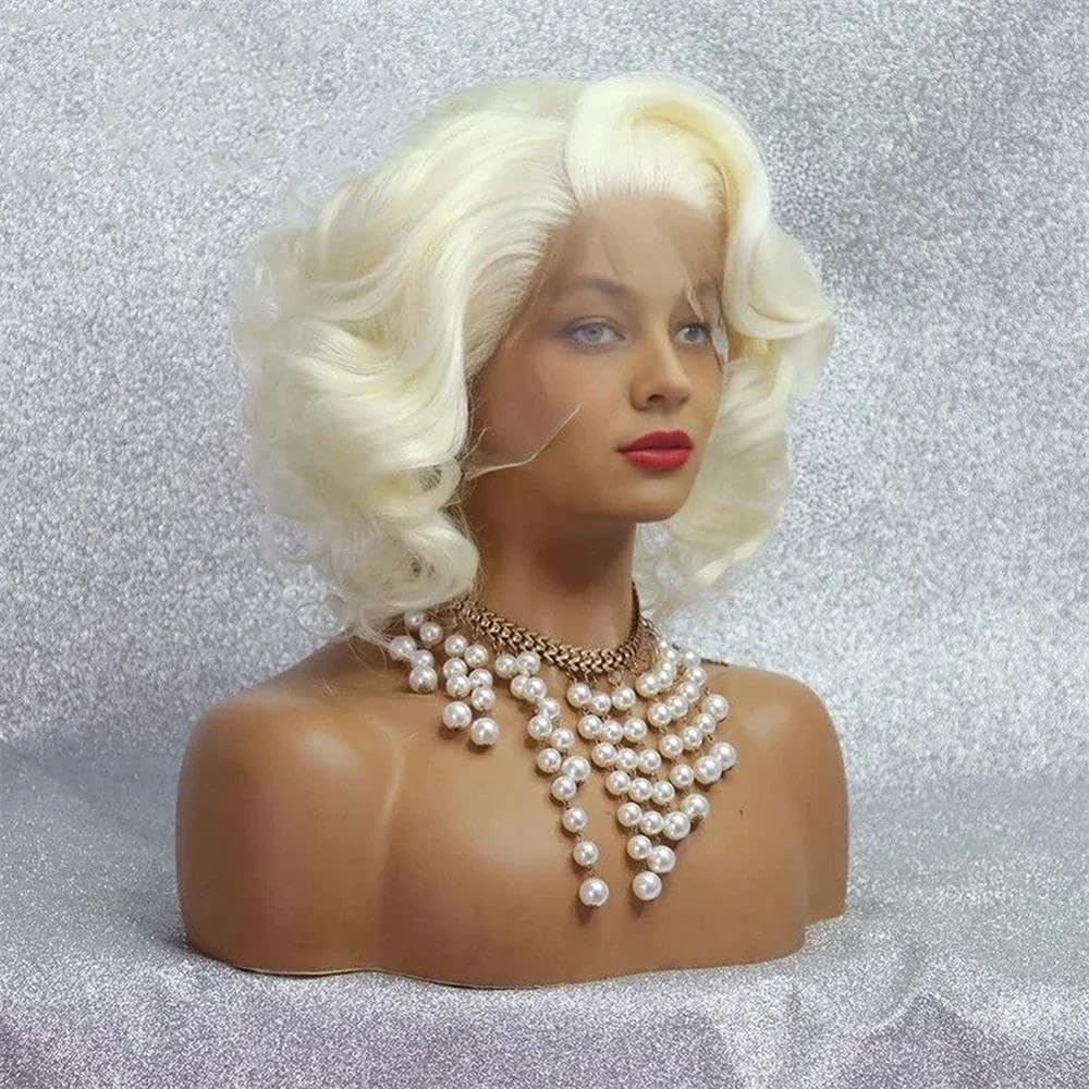 Haarpflege Kurze Blonde Lockige Bob-Spitzenperücke Für Frauen Natürlicher Haaransatz Hitzebeständige Perücken