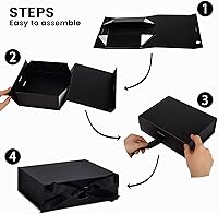 Vista 6 de VGOODALL Caja de regalo negra, 10.5 x 7.5 x 3.1 pulgadas, cajas de regalo para regalos con tapas, cierre magnético, caja plegable para propuesta