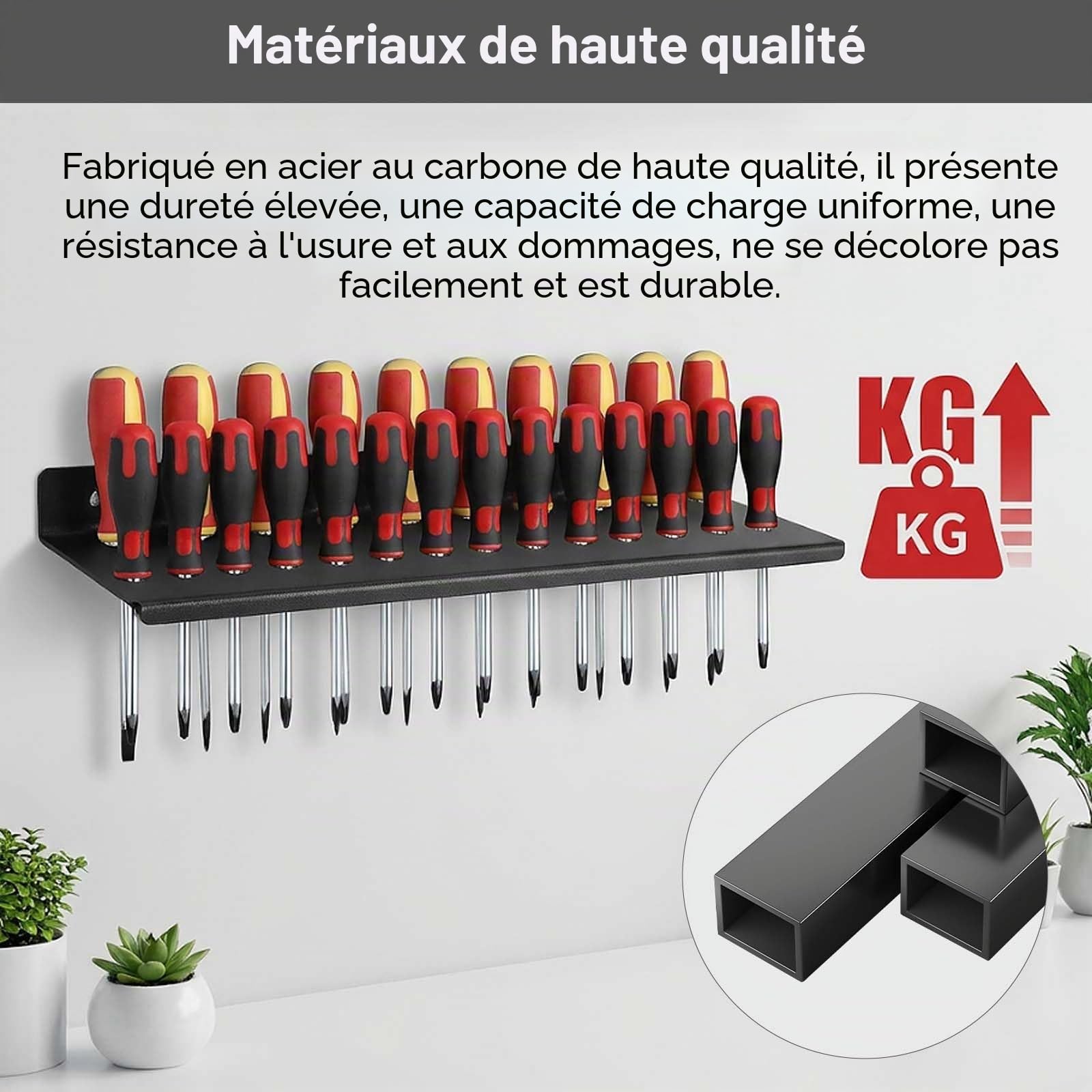 Porte Outils Mural - Support Tournevis en Métal avec 25 Emplacements - Rangement Pratique et Espace Optimisé pour Garage, Atelier et Travaux
