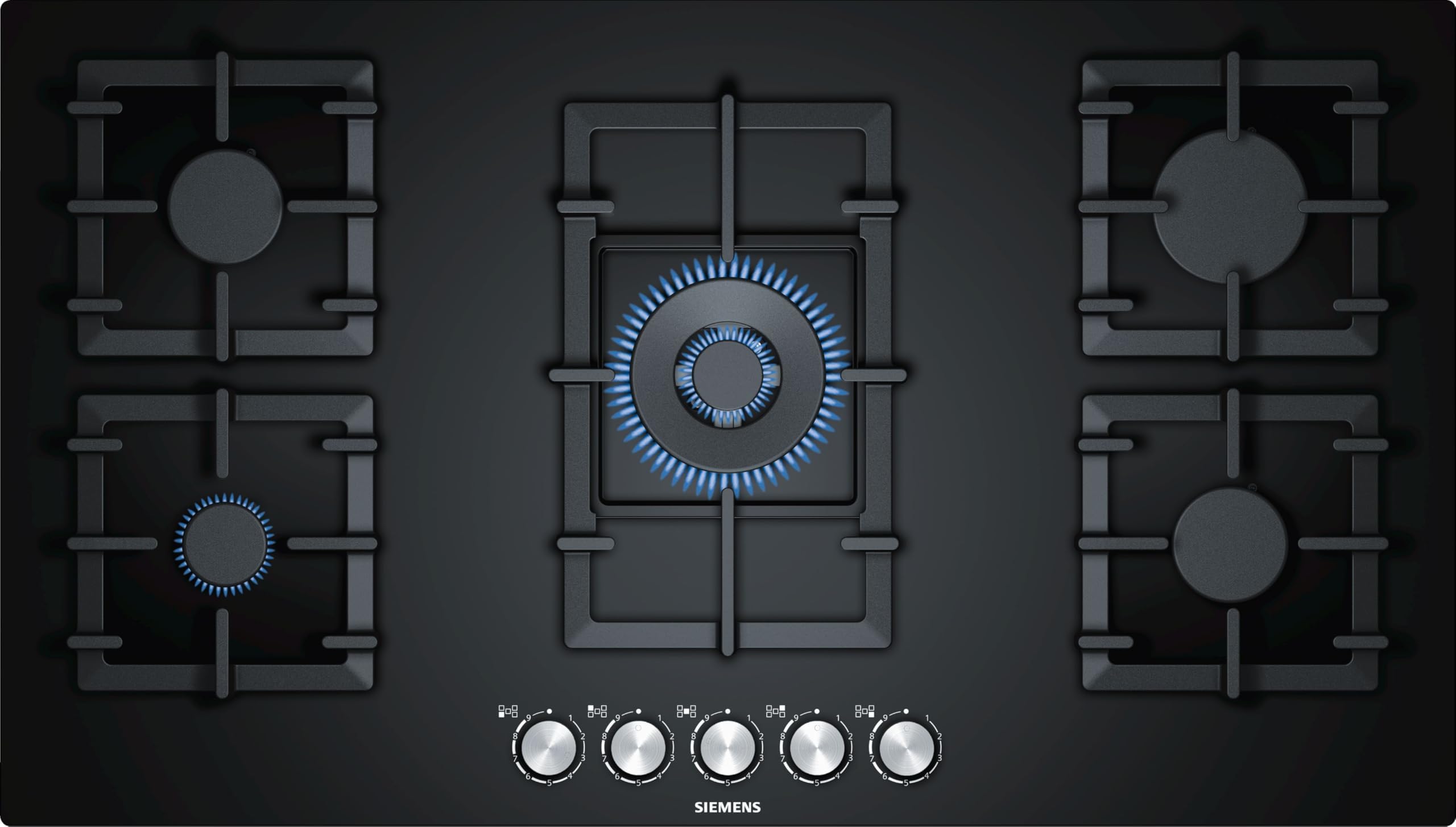 90 cm Built In Gas Hob With Sabaf Burners, German Engineering, 3 Years Warranty, Black Ep9B6Qo90M