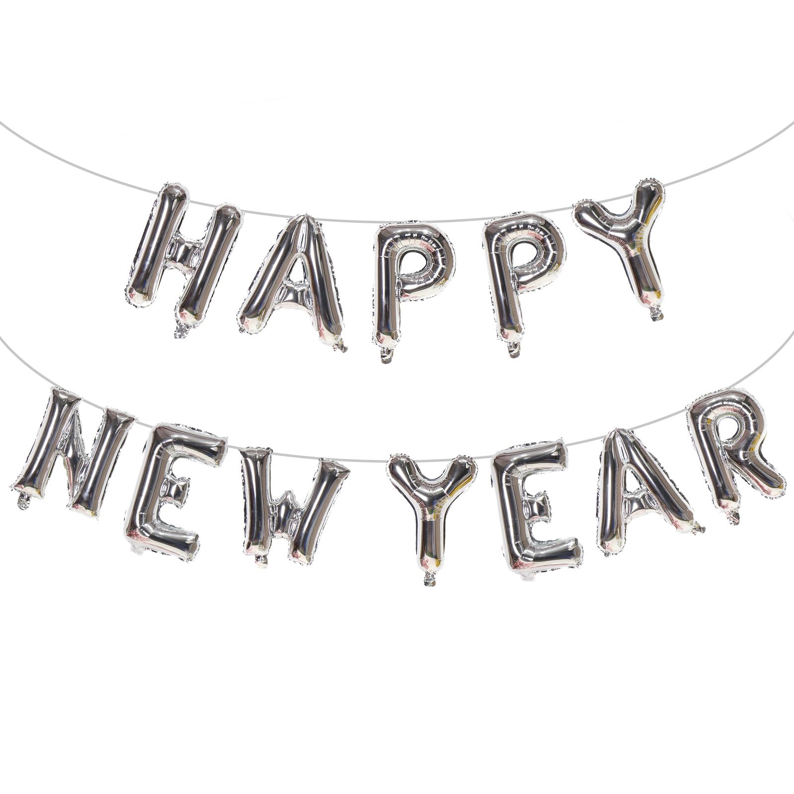 Silver Happy New Year Balloons, 16 Inch Happy New Year Foil Letter Balloons, 2026 New Years Decorations for 2026 New Years Eve Décor