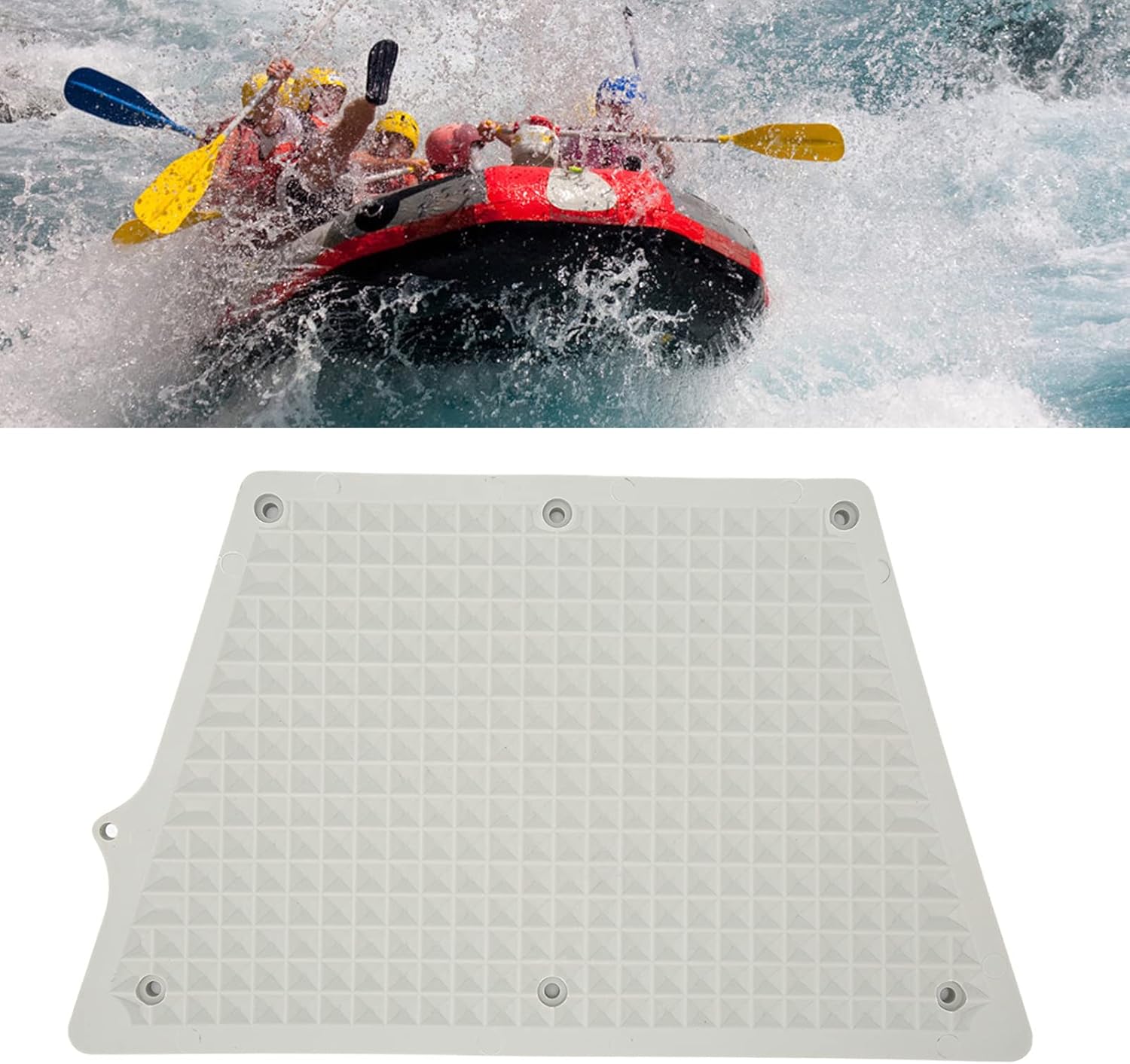 Outboard Transom Plate Pad , Heavy Duty Inflatable Boat Engine Mounting Plate Trapezoidal PVC Removable Portable Grid Design for Kayak(Gray)