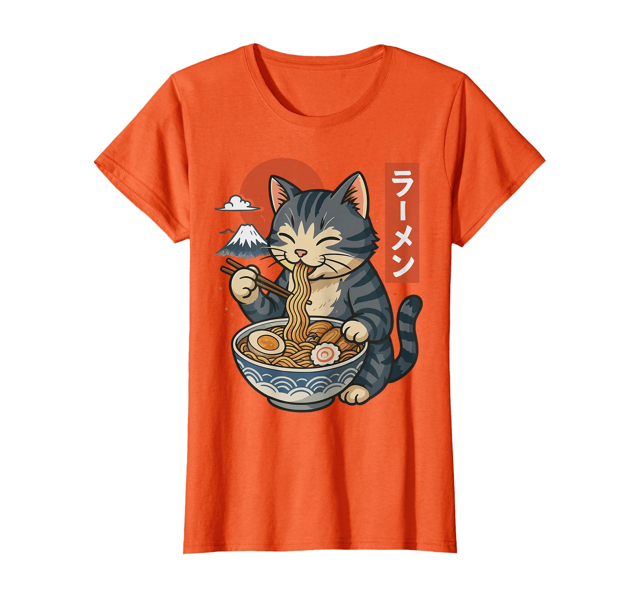 Anime Cat Eating Ramen Retro Kawaii Ramen Cat T-Shirt