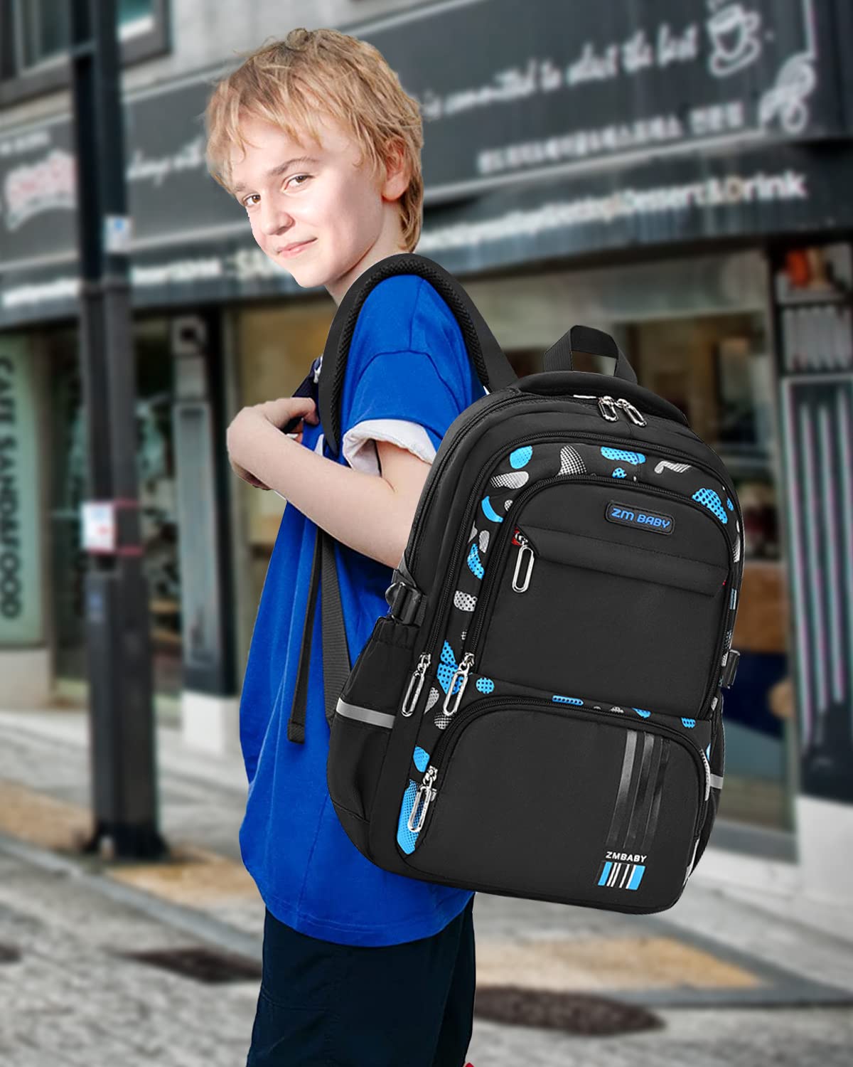 Amythe Sac A Dos Scolaire, Loisir Cartable Garçon Primaire Secondaire, Sacs à Dos Ordinateur 15.6 Pouces, Sac D'école Enfant Mode en Imperméable Idéal pour L'école et Les Voyages