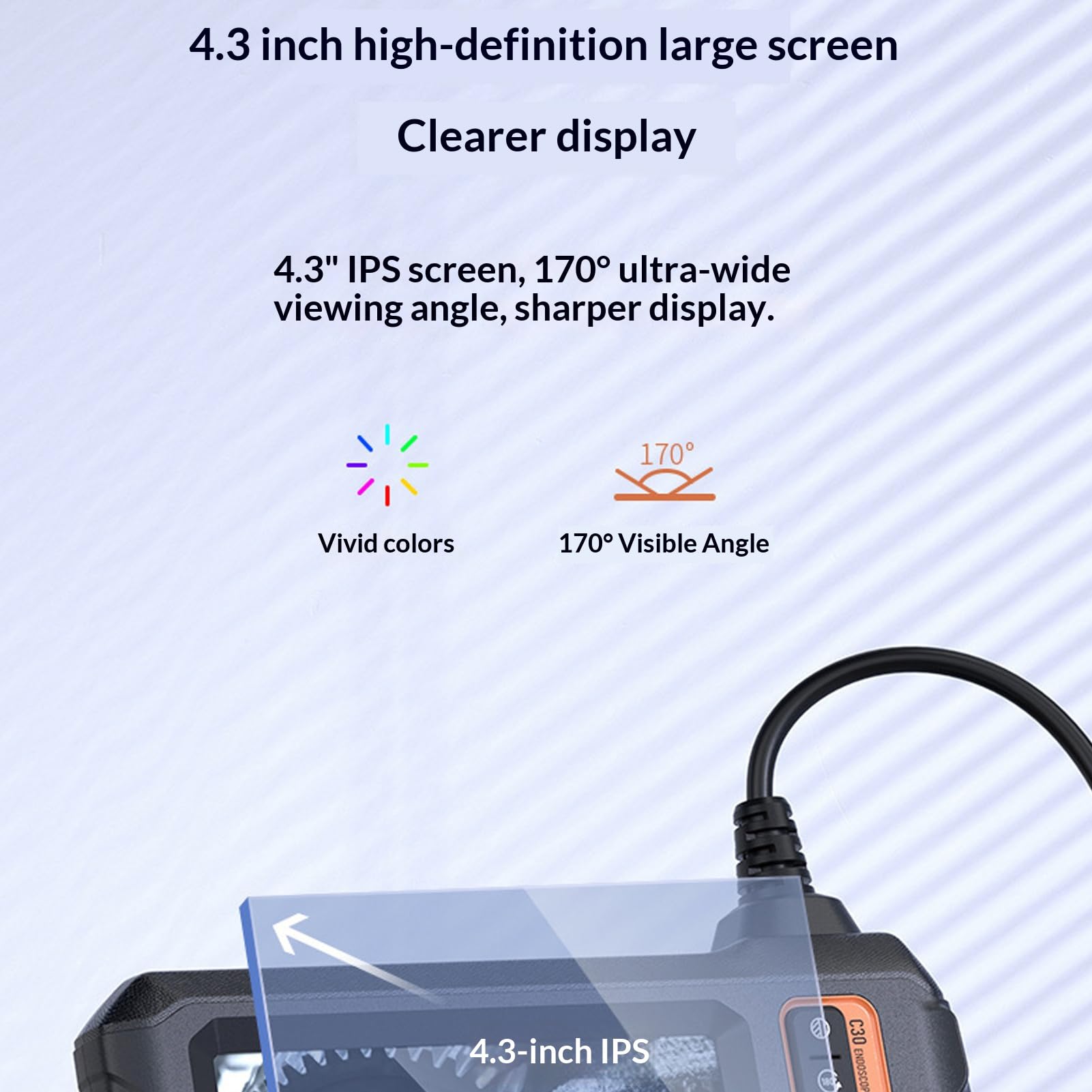 Telecamera per fognare, schermo da 11 cm, 8 luci LED, telecamera di ispezione per tubi, per spazi ridotti, riparazione di elettrodomestici, revisione di motori, meccanici, idraulici e