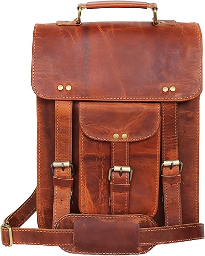Miniatura 2 de jaald Leather Messenger Bag Laptop Case Office Briefcase Gift For Men Computer Distressed Shoulder Bag